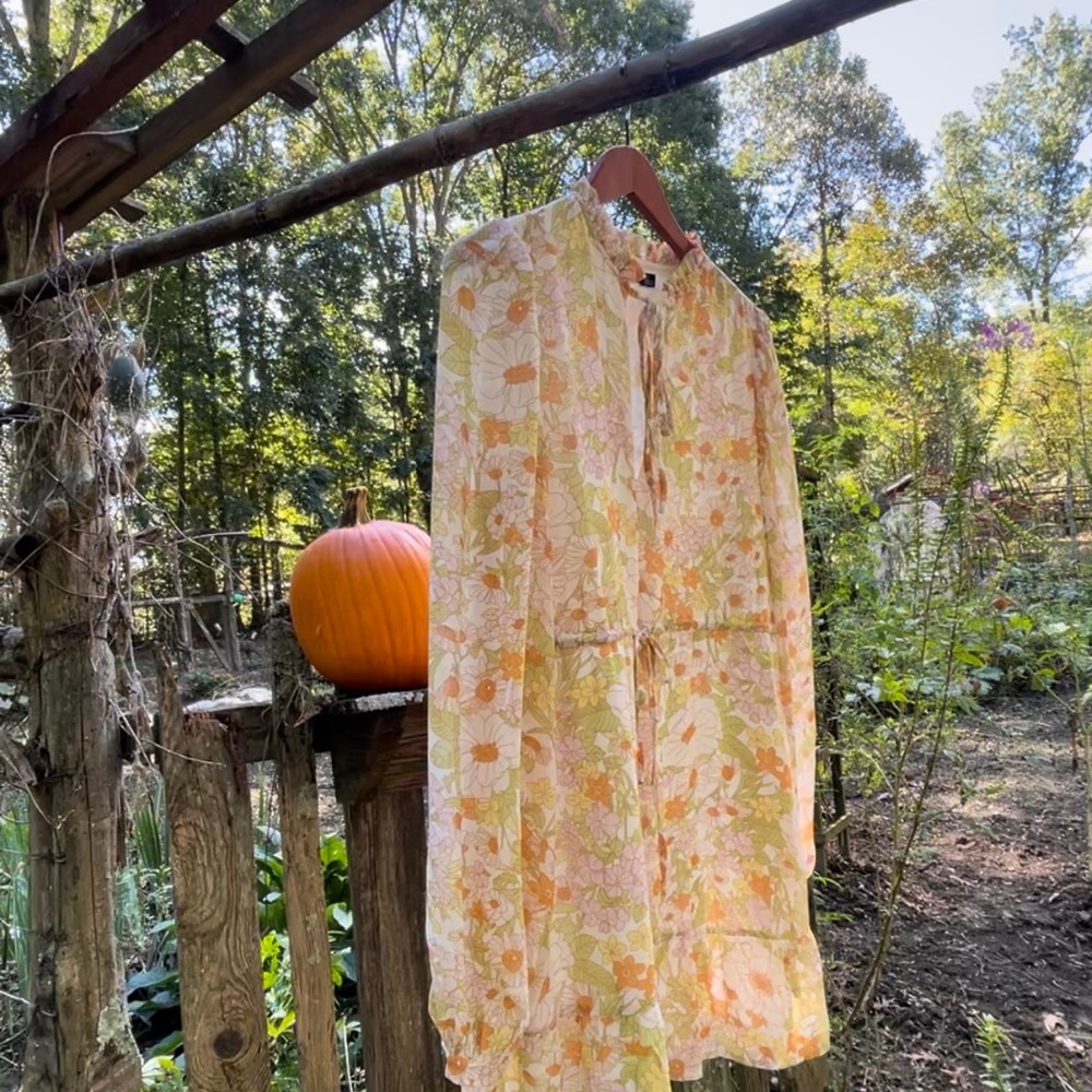 Nasty Gal Collection Orange/Yellow Hippie Dress Sz 4 Pre-Owned - Picture 6 of 7